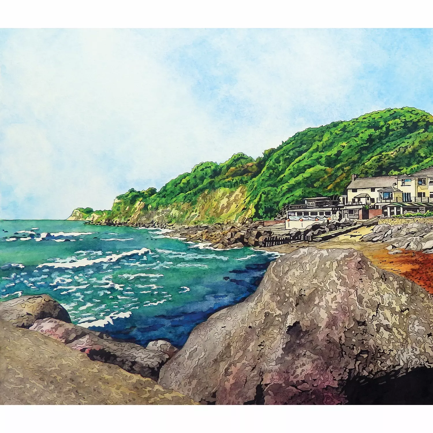 Steephill Cove in Pen & Ink and Watercolour